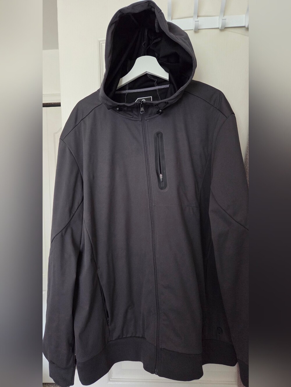 Unisex Gunmetal Grey Hooded Softshell Zip Jacket - Lightweight Weather Resistant